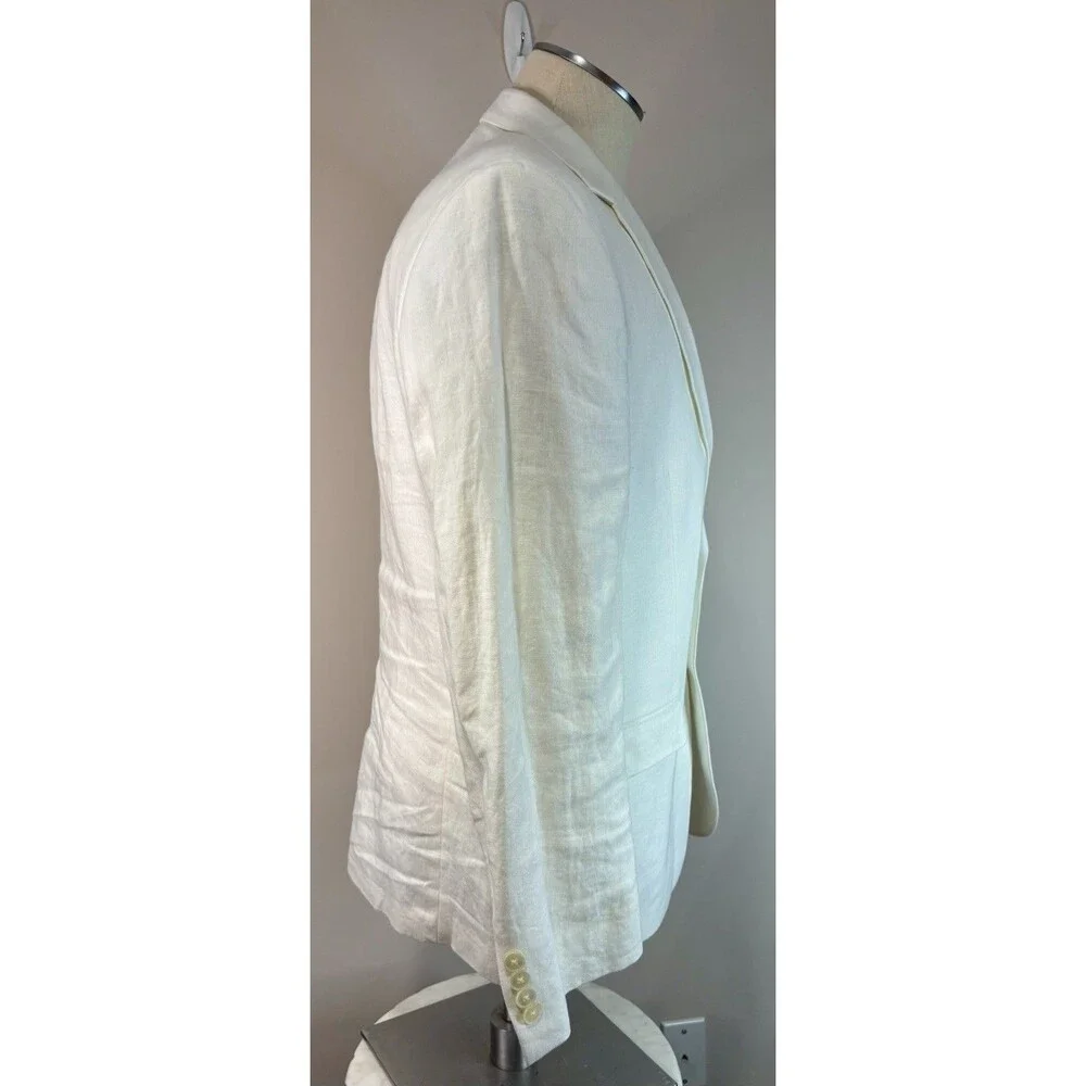 Ralph Lauren White Linen Blazer Mens 40 Short Lightweight Summer Jacket Classic